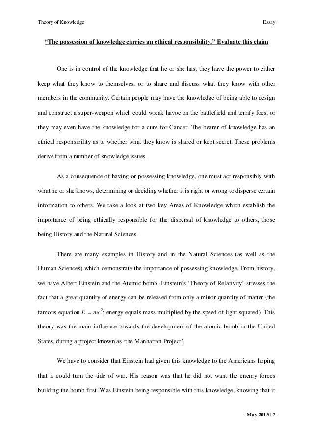 Help with tok essay
